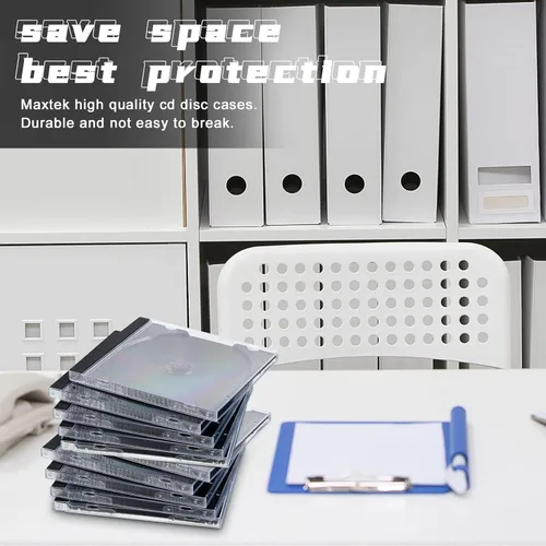 Vista 5 de Kigley Jewel Cases Estuche estándar individual transparente para CD Funda de DVD Protección de reemplazo (Negro)