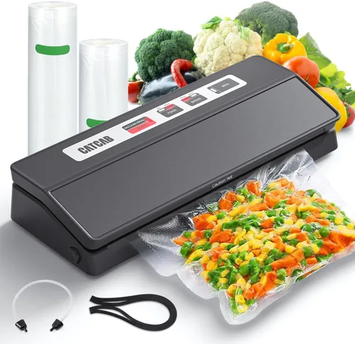 Máquina selladora al vacío para ahorrar alimentos, 70 kpa potente succión compacta 7 en 1 sellador automático de alimentos para almacenamiento de