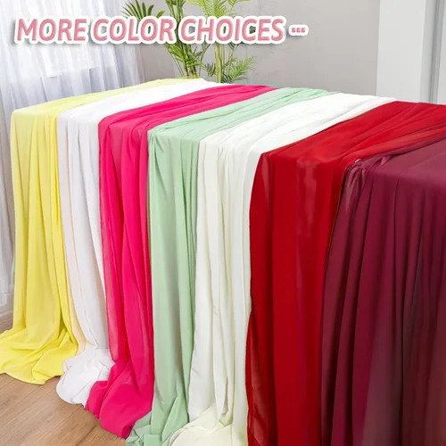 Vista 6 de DUOBAO Hot Pink Table Runner 10ft Chiffon Table Runner 29''x120'' Sheer Fabric for Wedding, Party, and Bridal Shower Decor