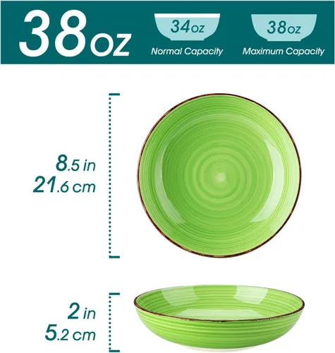 Vista 5 de vancasso Bonita Pasta Bowls Set of 6, 10.5 Inch Ceramic Dinner Plates Sets of 6