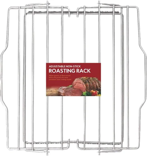 Vista 15 de HIC Kitchen Estante ajustable para hornear asado, acero con revestimiento antiadherente, se ajusta a 7 posiciones diferentes, 11.5 x 10.5 x 0.5