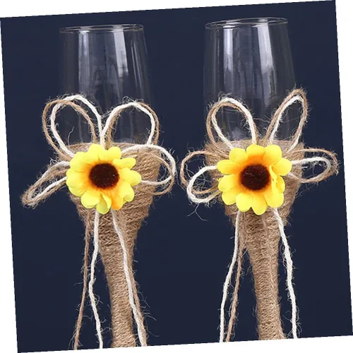 Vista 5 de FOMIYES Copas de vino de girasol para boda, copa de vino tinto, copas decorativas, copas para beber copas para el hogar, bar, club nocturno, fiesta