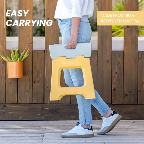 Vista 103 de Vigar Taburete compacto plegable, taburetes de 10-1/2 pulgadas para adultos de hasta 330 libras, taburete ligero, taburete plegable antideslizante