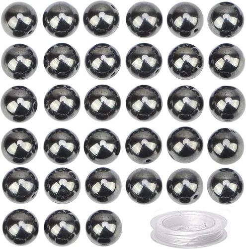Vista 43 de 100 piezas de cuentas de cristal natural, piedras preciosas redondas sueltas de sanación energética con cordón elástico de cristal gratis