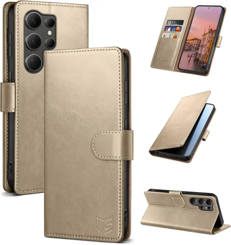 Vista 14 de SUANPOT - Funda tipo cartera para Samsung Galaxy S23 Ultra con bloqueo RFID, soporte para tarjetas de crédito, funda protectora de PU Leather