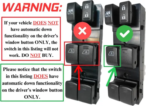 Vista 2 de SWITCHDOCTOR Interruptor maestro de ventana para Nissan Altima Sedan S 2007-2012, Base (25401-ZN40B, alimentación, control, botón)