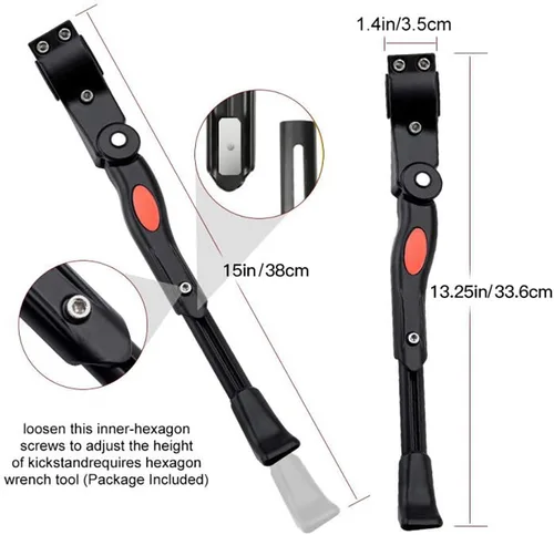 Vista 3 de Adjustable Bike Kickstand Aluminum Rear Side Bicycle Stand for Bike 22"-26