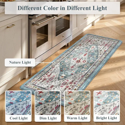 Vista 7 de Collive Alfombras y Tapetes Boho para Cocina 2 PIEZAS Alfombra Antifatiga Acolchada, Juego de 2 Alfombras de Cocina Impermeables Antideslizantes