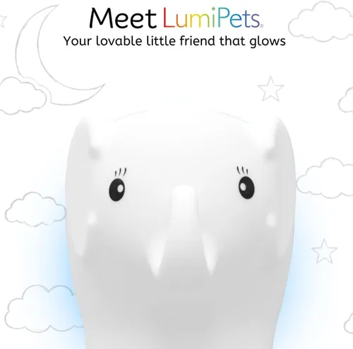 Vista 2 de LumiPets Eggbert the Elephant - Luz nocturna blanda para niños Luz nocturna de silicona con toque, control remoto Luz recargable de animales que