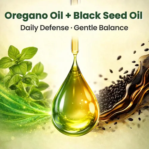 Vista 5 de Aceite de orégano con aceite de semilla negra, gotas de aceite de orégano 4 en 1 con aceite de cúrcuma y vitamina E, 80% Carvacrol, inmune