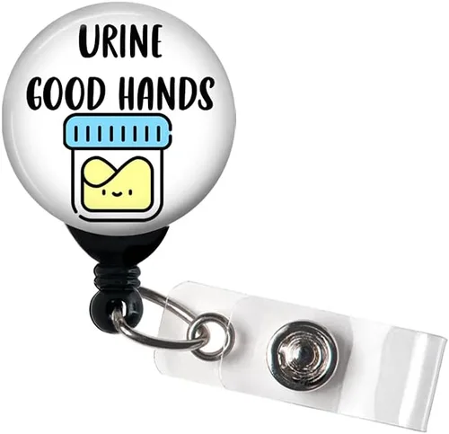 Carrete de insignia de orina Good Hands Kawaii Cup retráctil con clip giratorio y cordón extralargo de 34 pulgadas, soporte para insignia, insignia