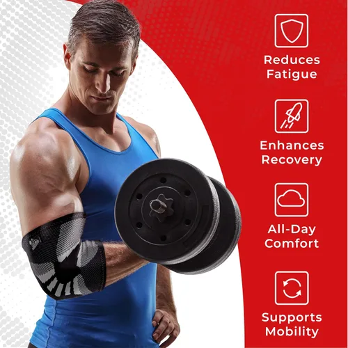 Vista 3 de Nordic Lifting Mangas de compresión de codo (1 par) para hombres y mujeres, soporte para aliviar el dolor, tendinitis, codo de golfista y tenista