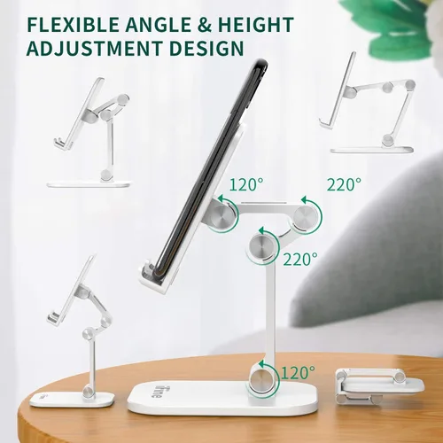 Vista 2 de iFine Soporte plegable ajustable para teléfono celular compatible con iPhone 12 y todos los teléfonos inteligentes, soporte móvil resistente