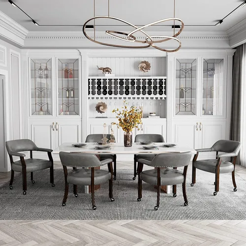 Vista 14 de Silla de comedor con ruedas, sillas de capitán con rodillos, juegos de dinette, sillas de póquer con ruedas, mesa de cocina, sillas rodantes, silla