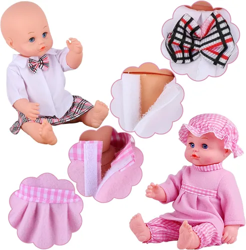Vista 7 de Alive - Accesorios de ropa para muñecas de bebé, 9 conjuntos para muñeca de bebé de 14 a 15 pulgadas y muñeca de 18 pulgadas, vestido de ropa