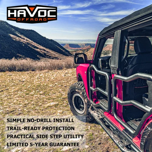Vista 3 de Havoc Offroad TrailCrawler Steps Par de acero, negro HFB-06-001 Compatible con Ford Bronco 2021-2024 de 2 puertas