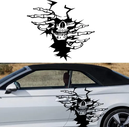 Vista 10 de JSCARLIFE Adhesivo de coche con cabeza de dragón, negro, vinilo, universal
