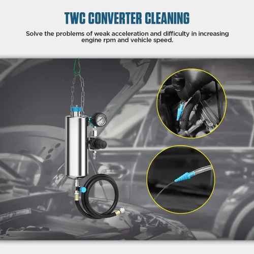 Vista 5 de Kit de herramientas de limpieza de inyector de combustible 1000ML 150PSI Limpiador de sistema de inyección de combustible sin desmontaje Máquina