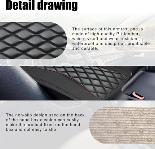 Vista 3 de Almohadilla de cojín para consola central de automóvil, accesorios de protección interior, de cuero universal, impermeable y antiarañazos, funda