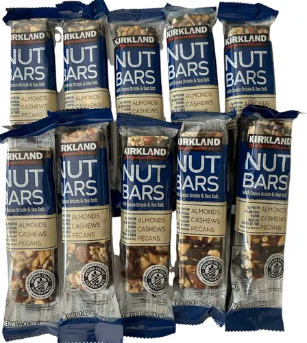 Vista 3 de Barras de nueces con llovizna de cacao y sal marina, almendras, anacardos, nueces, 1.41 onzas cada una, 0.18 oz de proteína (10 unidades)