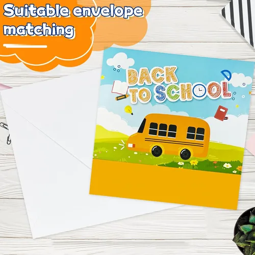 Vista 3 de Tarjetas postales de bienvenida 4D desplegables con luces, suministros de regreso a clases, regalos para la escuela, regalo para el primer día