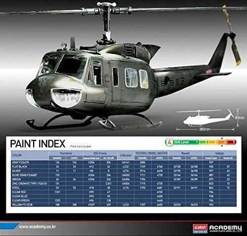 Vista 3 de Toys 4 U 7777 R.O.K. Army UH-1D/H Helicóptero Kit de modelo de plástico Academy Escala 1/48 # 12308 /Artículo# G4W8B-48Q39389