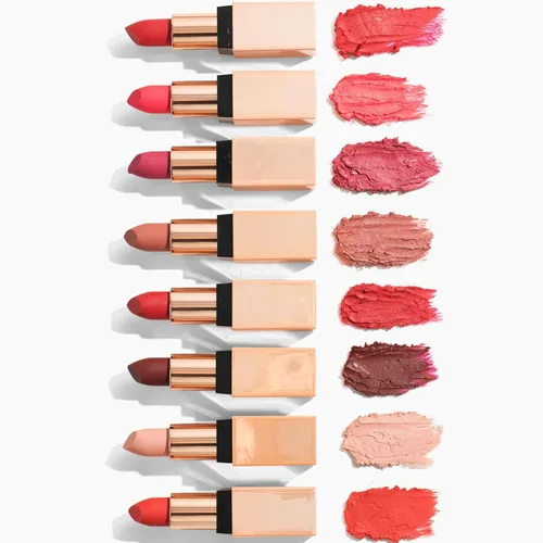 Vista 9 de Lápiz labial vegano mate, de larga duración, hidratante con vitamina E y aceite de semilla de sandía (Badass - Color naranja suave)