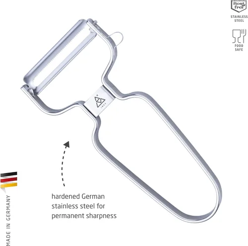 Vista 2 de triangle Y-Peeler - 2 pulgadas (1.969 in) - Hoja dentada horizontal de acero inoxidable - Pelador para frutas y verduras - Mango ergonómico - Apto