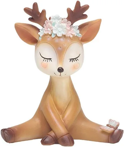Figuras de ciervo de 4.3 pulgadas, lindo cervatillo de Navidad, decoración del hogar, adorno de resina para tartas, decoración de escritorio para