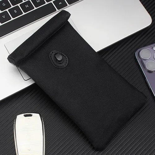 Vista 4 de awakentti Bolsa de blindaje de señal antilocalización para teléfono celular, bolsa de llave de bloqueo de señal, protección antirrobo para Negro