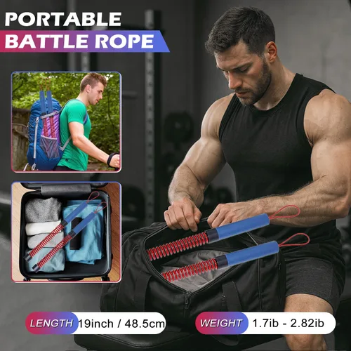 Vista 7 de Cuerdas de batalla sin cuerda mejoradas para gimnasio en casa, cuatro cables de entrenamiento ajustables de 1.7 a 2.8 libras, cables