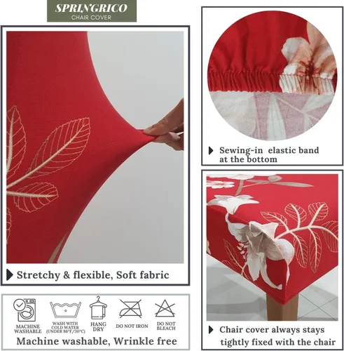Vista 162 de SPRINGRICO Juego de 4 fundas para sillas de comedor, fundas elásticas para sillas de comedor, de elastano lavables, fundas para sillas Parsons