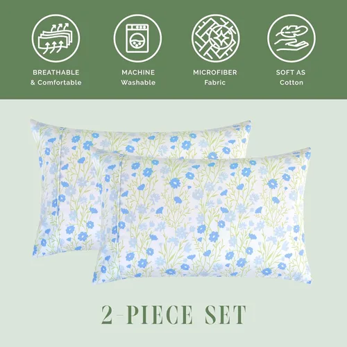 Vista 7 de Elegant Comfort Juego Ultra Suave de 2 Fundas de Almohada con Estampado Floral - 1500 Microfibra de Calidad Premium de Hotel, Suaves y Lisas