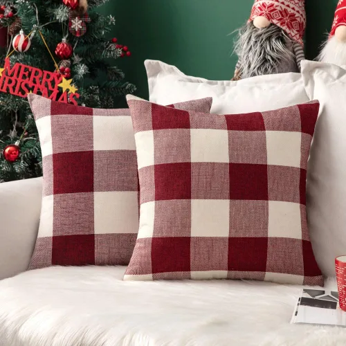 Vista 11 de MIULEE Fundas de Almohadas Decorativas de Otoño Paquete de 2 Decorativas Clásicas Estilo Granja a Cuadros Búfalo de Poliéster Lino Suaves Fundas