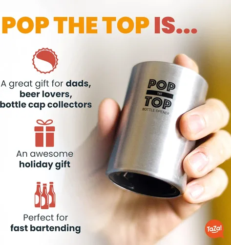 Vista 4 de Abrebotellas de cerveza Pop-the-Top (Negro): Abridor automático de tapas de botellas, herramienta de barra de presionar hacia abajo para que salte