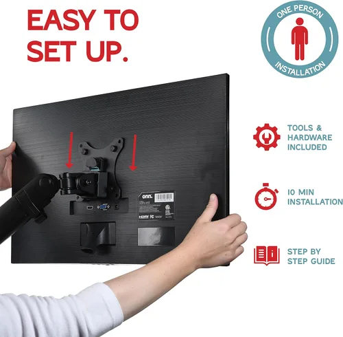 Vista 7 de Soporte de brazo para monitor doble para pantallas de 35 pulgadas, montaje VESA completamente ajustable para 2 monitores, soporte de escritorio