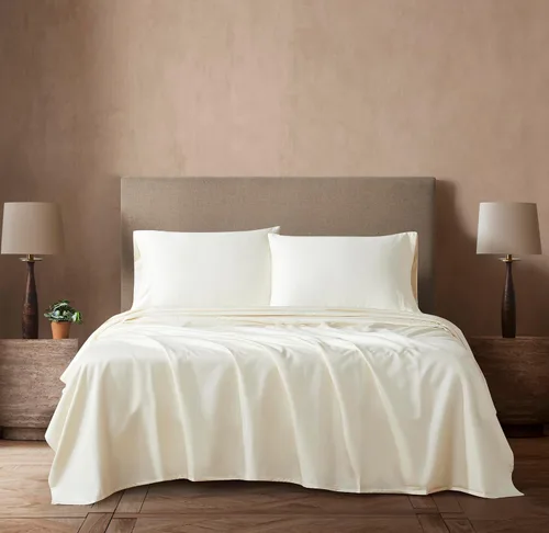 Vista 9 de Linen Closet Juego de sábanas de algodón Supima de 800 hilos, 4 piezas, tamaño matrimonial, blanco ártico