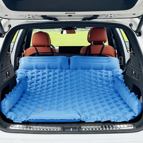 Vista 12 de Placa de extensión de asiento trasero de automóvil, extensor plegable de asientos traseros para dormir, aumenta el maletero de viaje y el espacio