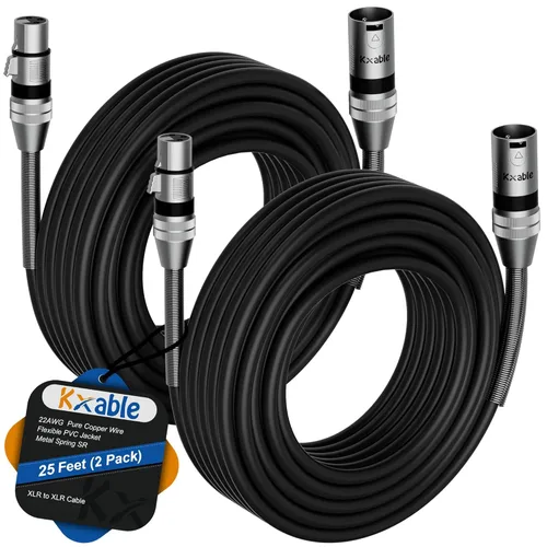 Vista 11 de Kxable - Cable de micrófono XLR 1 pie, XLR macho a hembra, cable de micrófono equilibrado de 3 pines, cable de altavoces blindado, conectores