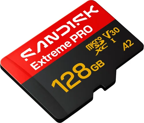 Vista 2 de SANDISK Adaptador microSD Extreme PRO de 128 GB, velocidades de lectura de hasta 250 MB/s UHS-I, V30, 5K, 4K UHD, U3, C10, A2, ideal para cámaras
