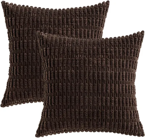 Vista 148 de MIULEE- Juego de 2 fundas de pana suave para cojín; diseño a rayas estilo bohemio, moderno, rural; decoración costera p/verano, hogar, sala de Azul