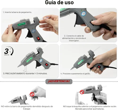 Vista 2 de SHJADE Kit de mini pistola de pegamento caliente con 30 varillas de pegamento - Pistola de fusión en caliente de precalentamiento rápido, alta