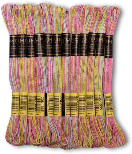 Vista 12 de 12 piezas de hilo de bordar amarillo canario 298/972 de alta calidad, madejas 100% algodón egipcio de alta calidad, hilo de bordado de punto