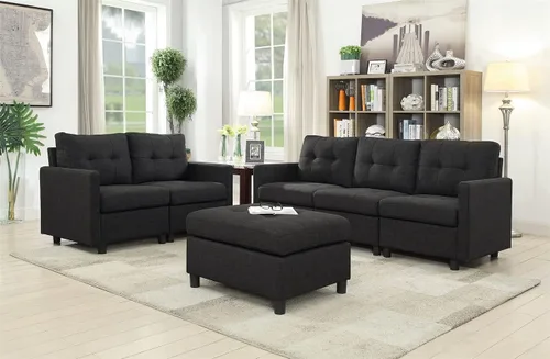 Vista 4 de Módulo otomano para sofá modular seccional, banco otomano seccional, reposapiés otomanos para sala de estar, entrada, gris oscuro