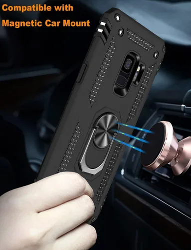 Vista 7 de IKAZZ Funda protectora para Galaxy S9, grado militar, a prueba de golpes, resistente, para pasar la prueba de caída de 16 pies con soporte