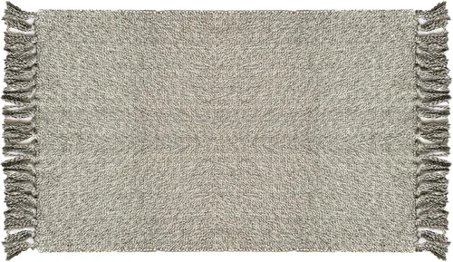 Ukeler Alfombra tejida de algodón reversible con borlas, alfombra de trapo, color gris claro, alfombra decorativa para cocina, lavandería,