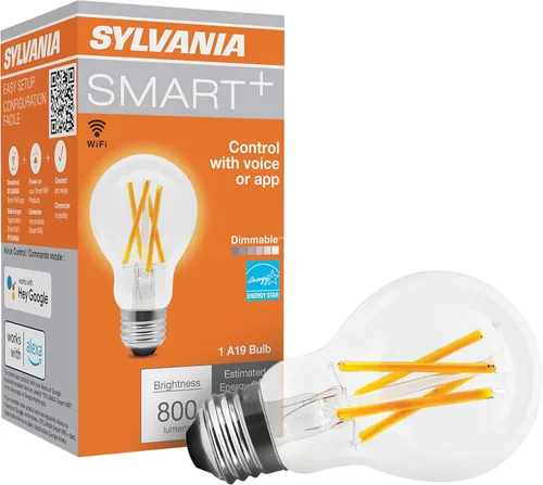Vista 19 de Sylvania WiFi LED Smart ST19 RGBW - Bombilla de filamento de color y acabado ámbar, 7 W eficiente, para Alexa/Google Assistant, 2000 K, no requiere