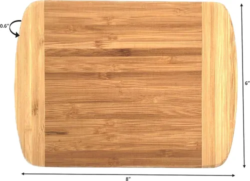 Vista 3 de Tabla de cortar ecológica de madera de bambú de napa marrón para cocina, talla de frutas, verduras y carne, tabla de cortar - 8 x 6 x 0.6 pulgadas