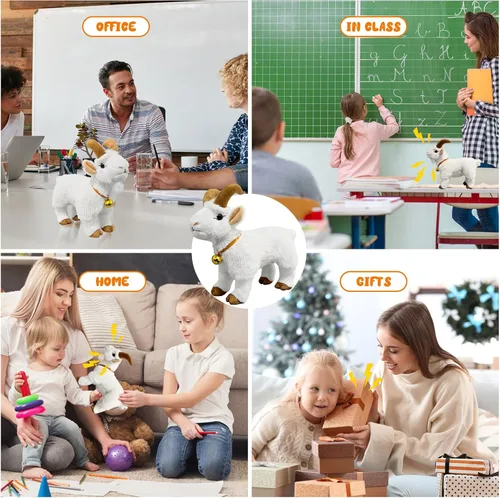 Vista 7 de WYZOID Juguete de cabra gritando, juguete de peluche de cabra gritando, hace divertidos sonidos de cabra que grita, cuenta con campana, regalos