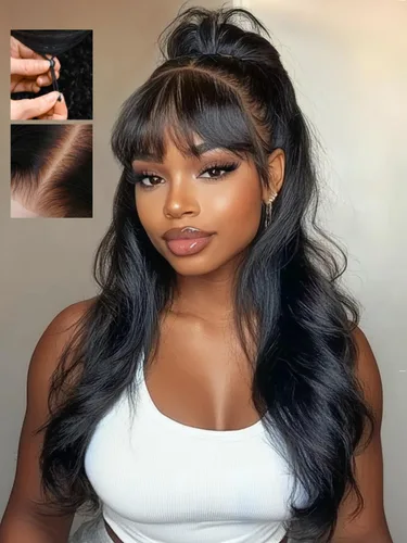 Vista 22 de Pelucas de cabello humano ondulado al agua de Sunber con cordón elástico de ajuste, bordes rizados, todo preestablecido, 13x4, encaje frontal HD